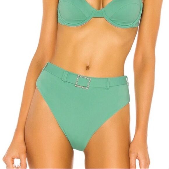 We Wore What Claudia Green Bikini Belted Bottom Pearl Large - Picture 1 of 8